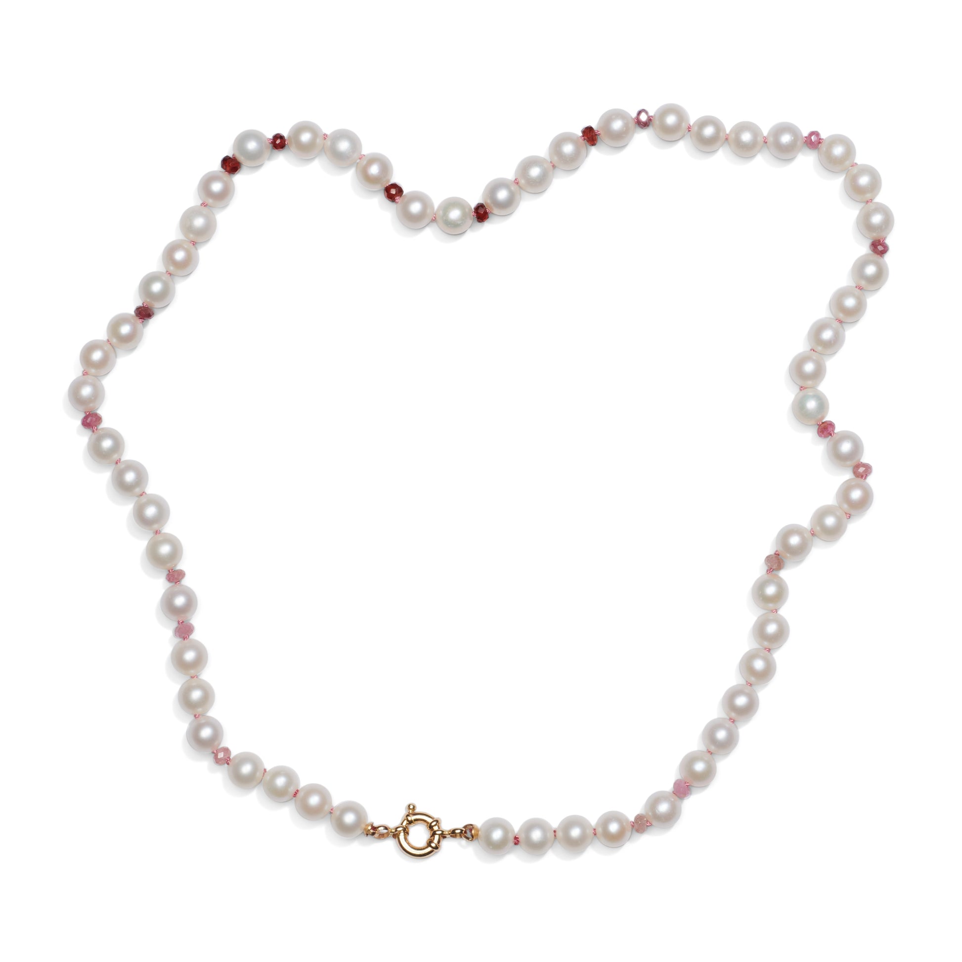 Knotted Pealr And Sapphire Necklace