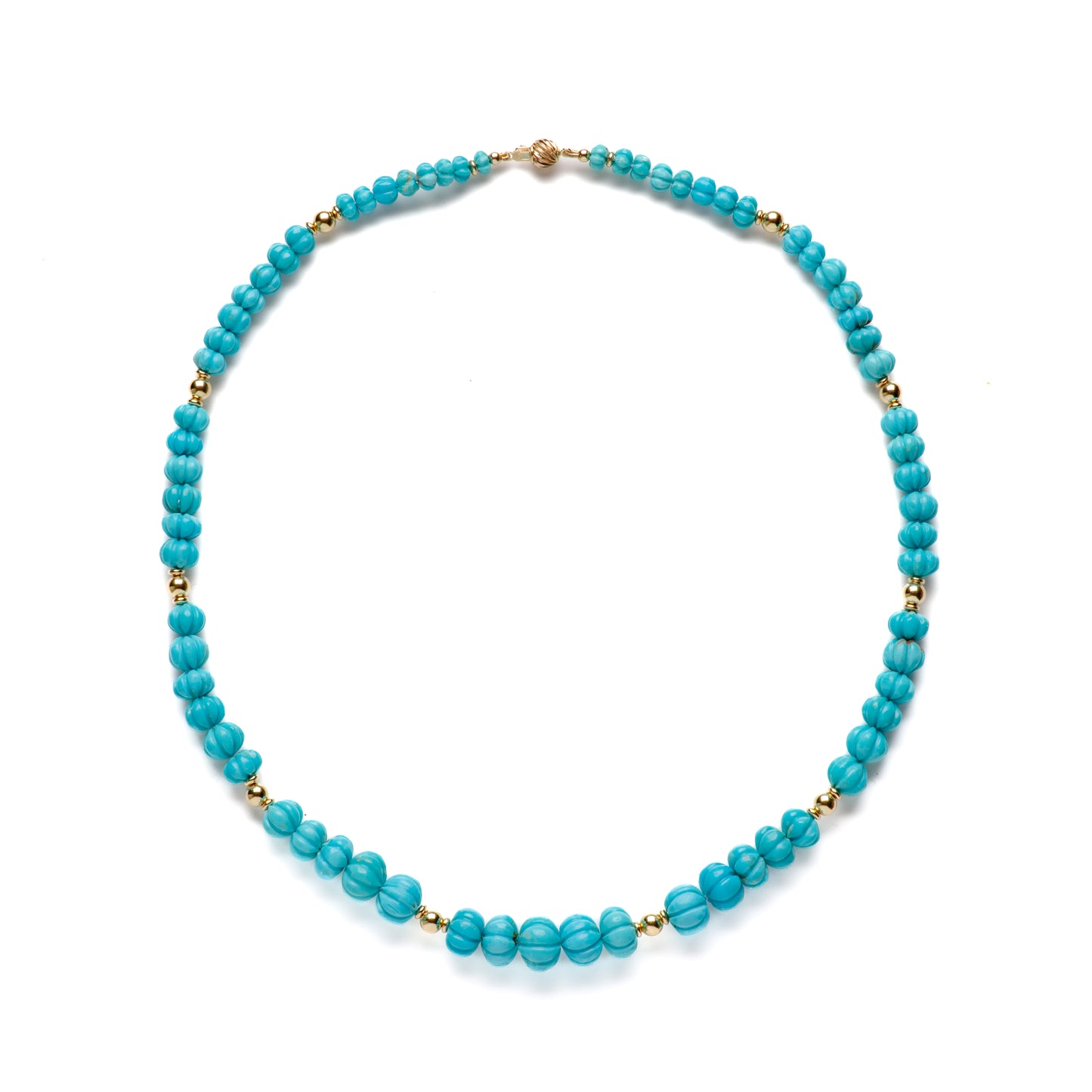 Persian Blue Kingman Turquoise 18K Gold Necklace
