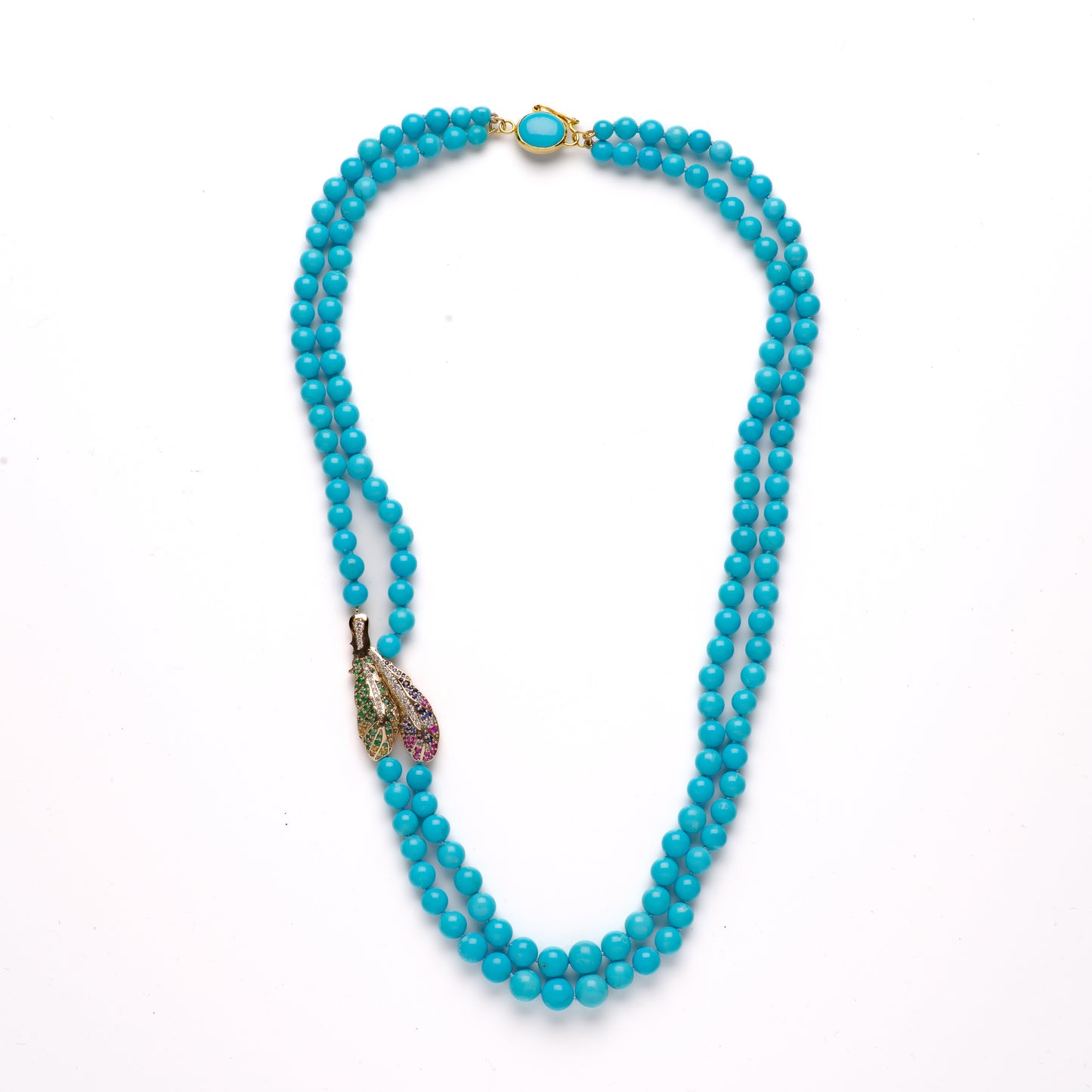 Turquoise Layered Sapphire and Emerald Necklace