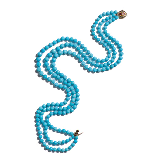 Triple Layered Sleeping Beauty Turquoise Diamond Necklace