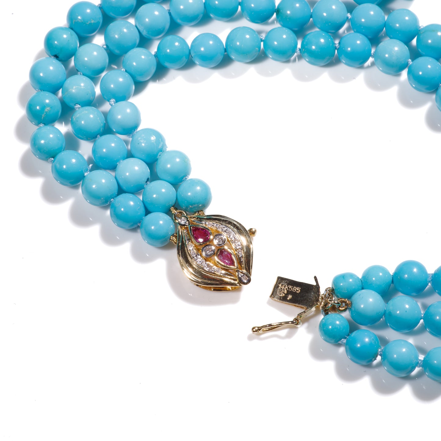 Triple Layered Sleeping Beauty Turquoise Diamond Necklace