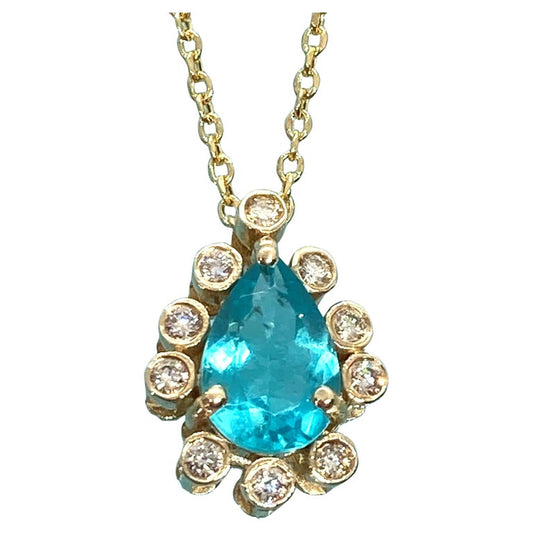 Paraiba Apatite Diamond Necklace