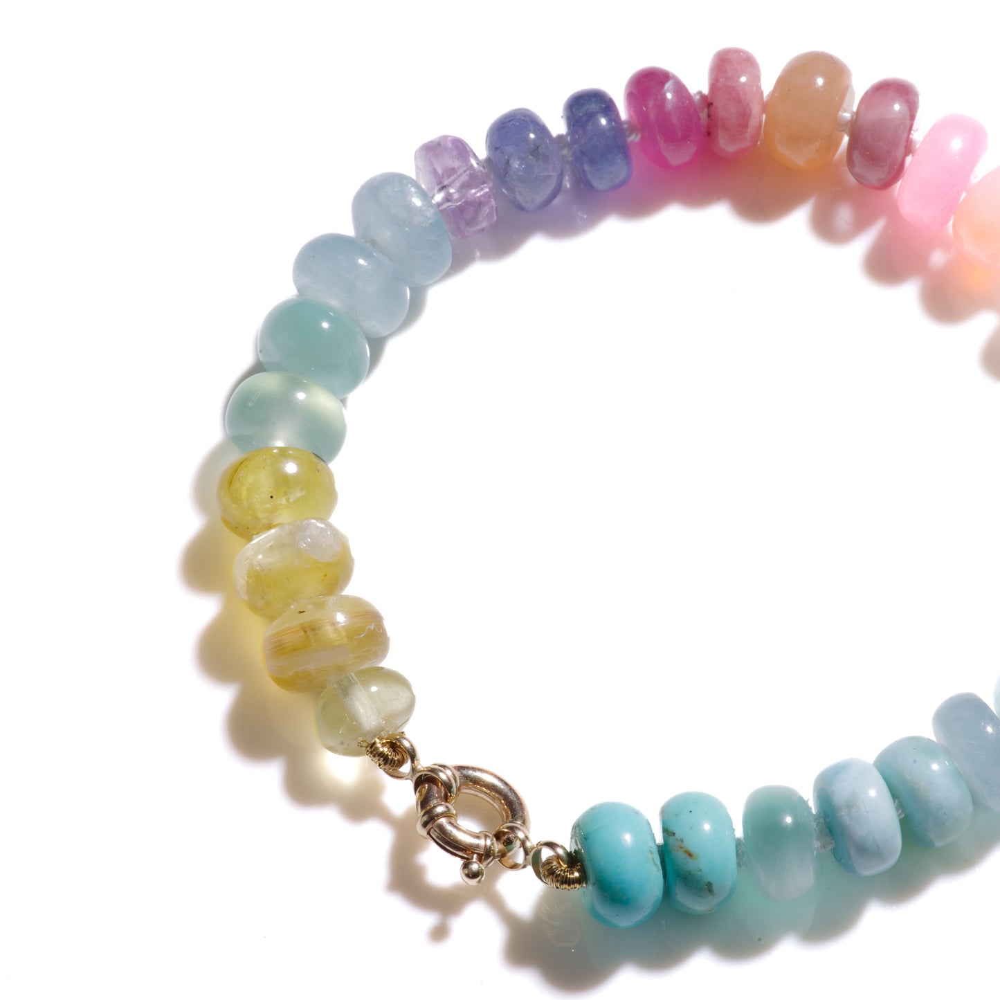 Multi Rainbow Gemstone Bracelet in Solid Gold 14K