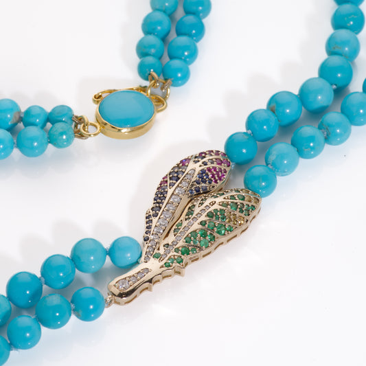 Turquoise Layered Sapphire and Emerald  Necklace