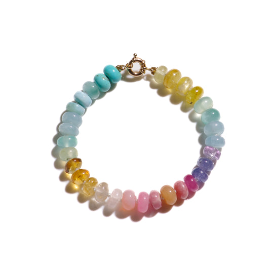 Multi Rainbow Gemstone Bracelet in Solid Gold 14K