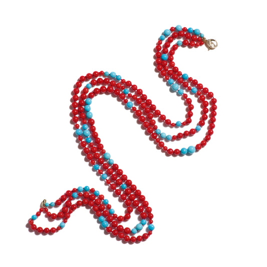 Estate Layered Sleeping Beauty Turquoise Diamond Gold Necklace