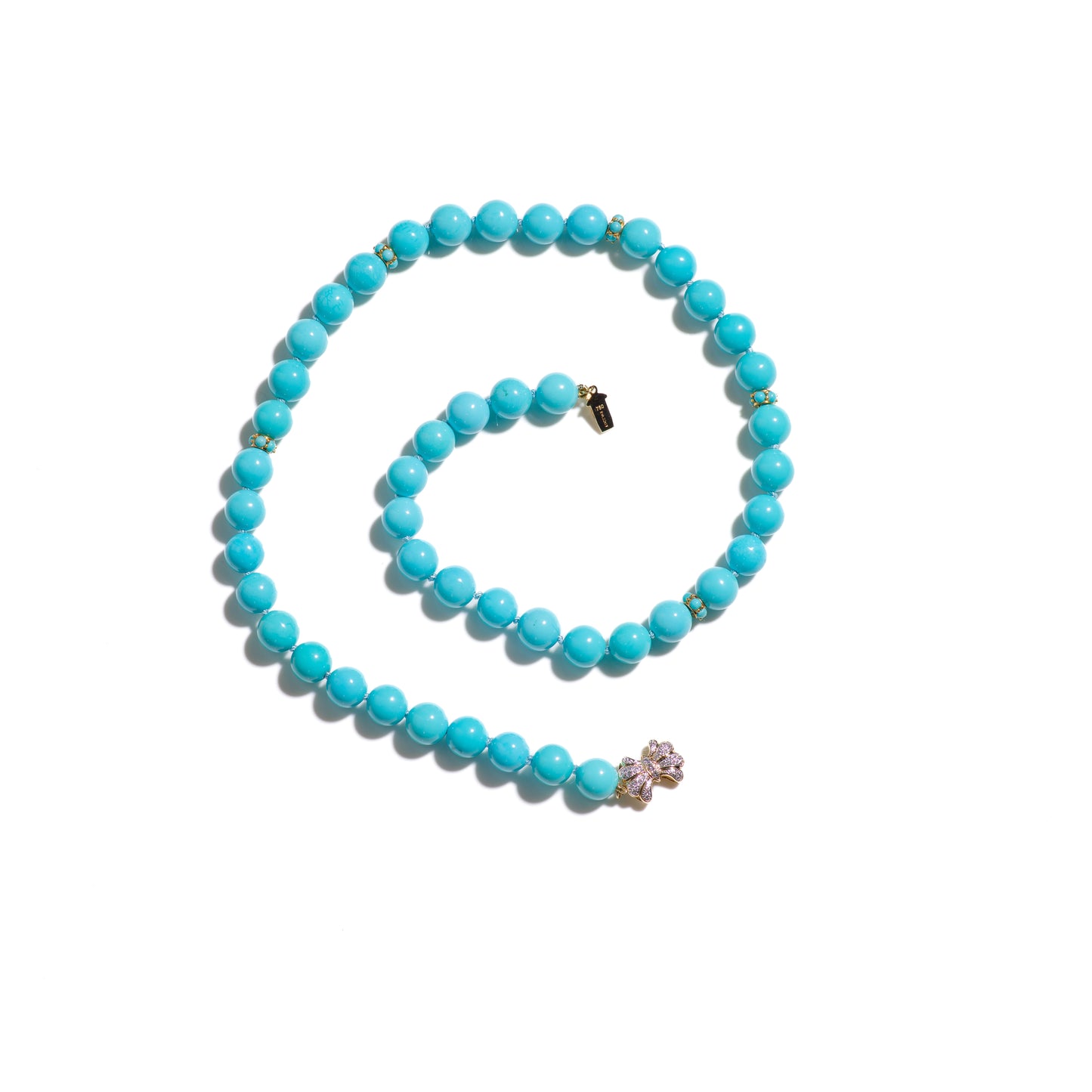 Persian Blue Sleeping Beauty Turquoise Diamonds 18K Gold Necklace
