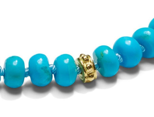 Gold Beaded Arizona Turquoise Sleeping Beauty Bracelet