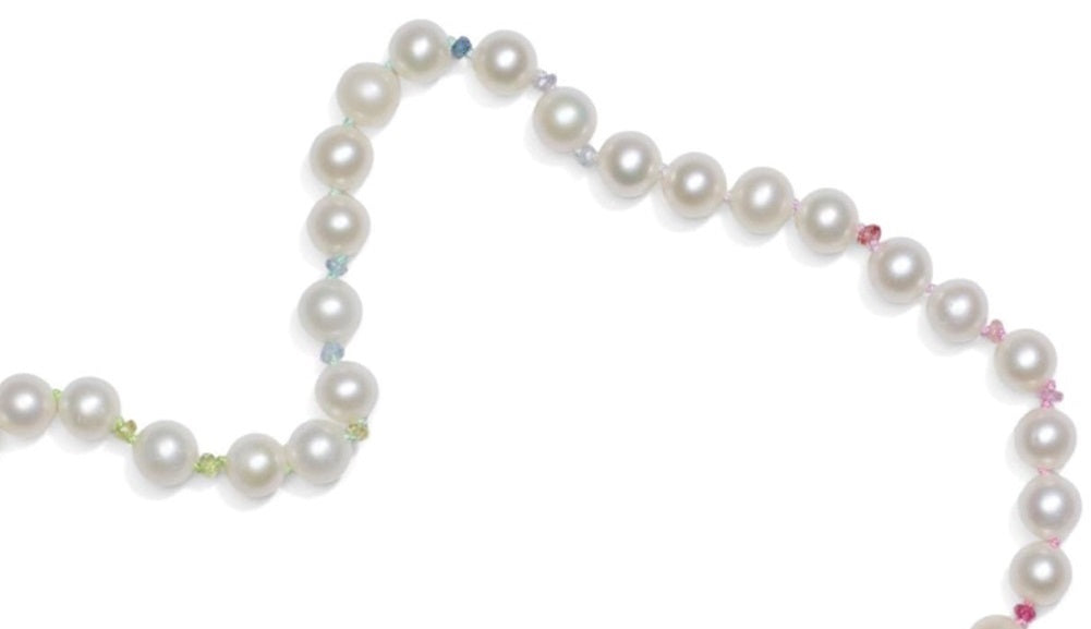 Hand Knotted Rainbow Pearls Bracelet in 14K Solid Gold