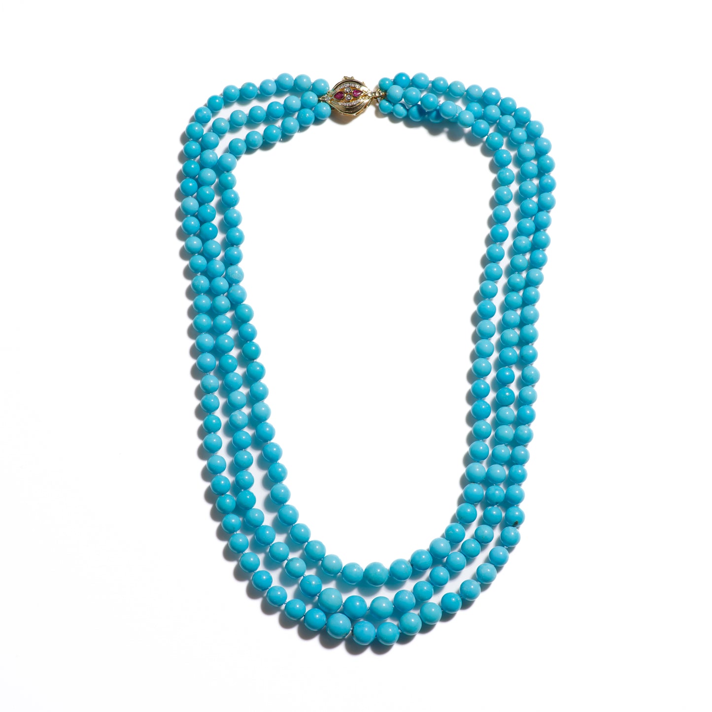 Triple Layered Sleeping Beauty Turquoise Diamond Necklace