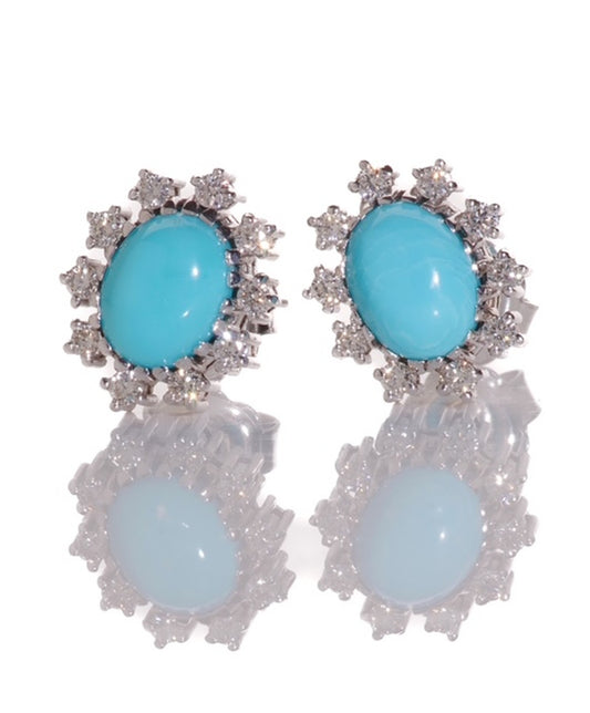 Sleeping Beauty Turquoise Diamond Earrings