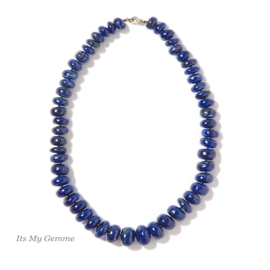 lapis lazulli graduated necklace with gold clasp