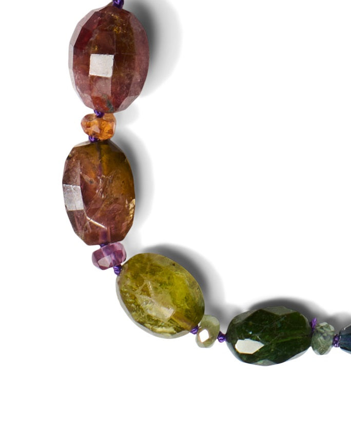 Sparkling Tourmaline Bead Necklace with Sapphires