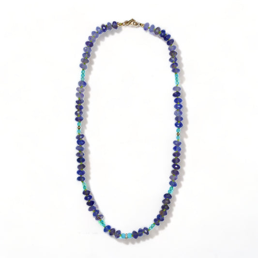 multi gemstone necklace with sapphire and iolite