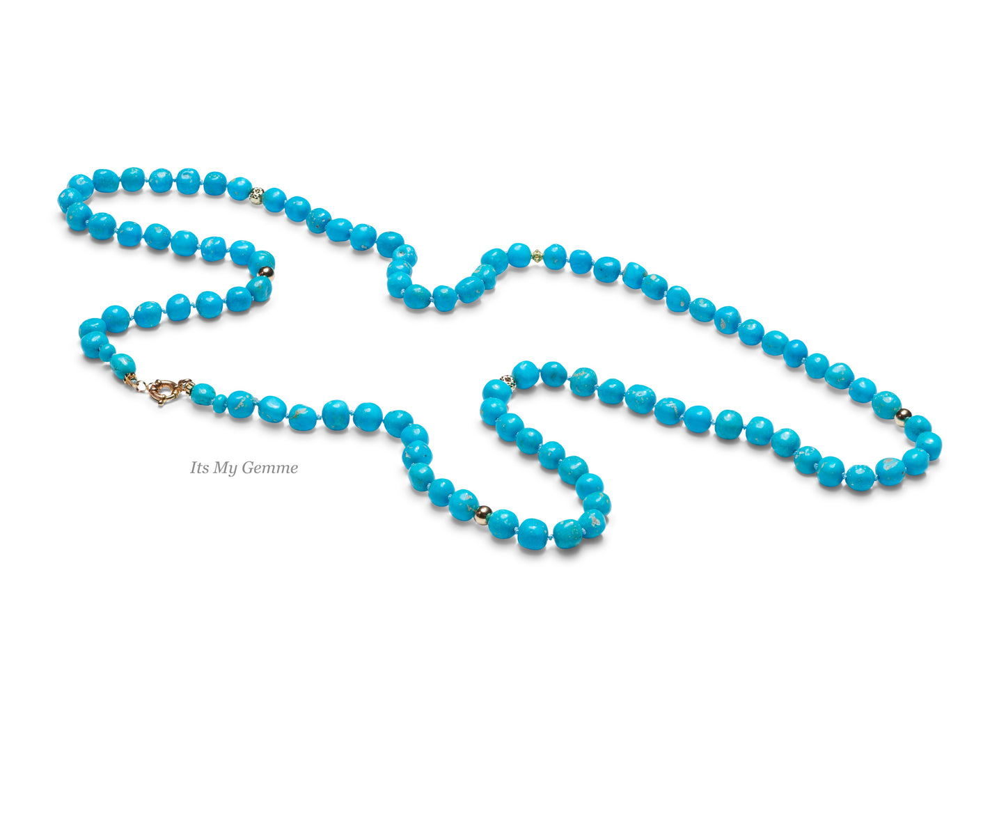 Long Sleeping Beauty Turquoise Bead Necklace