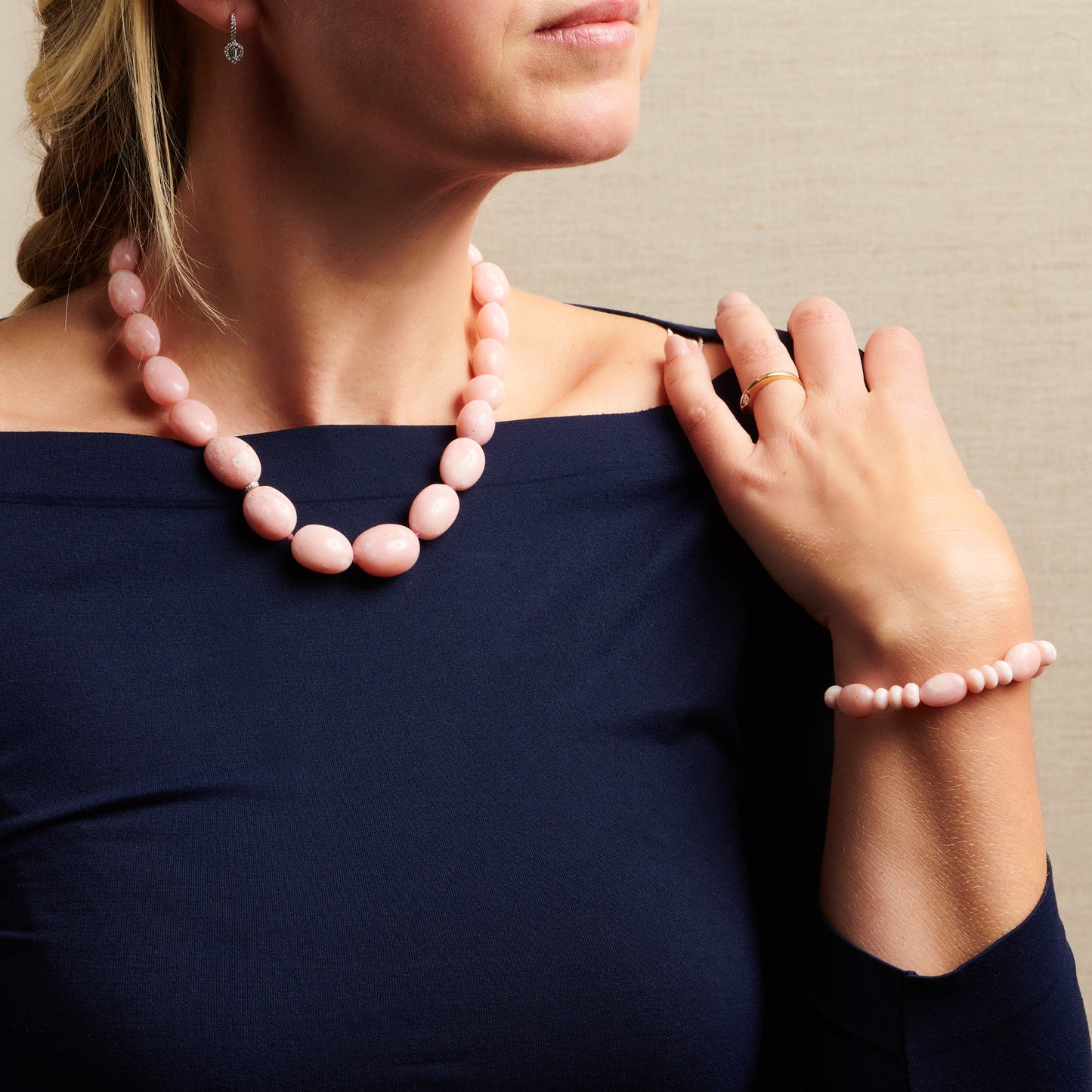 pink peruvian opal necklace with sapphires