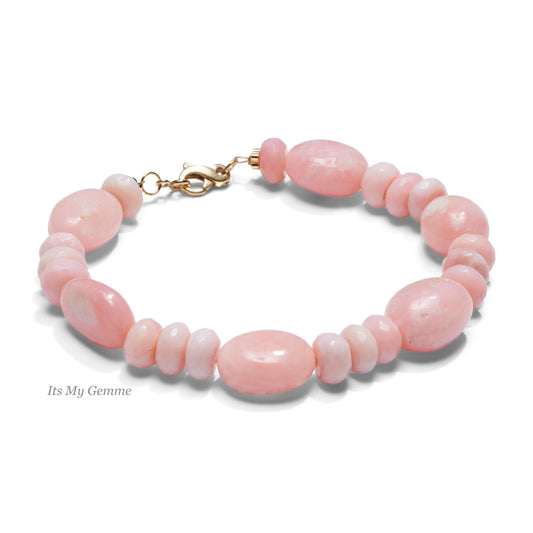 pink opal candy bracelet with gold clasp