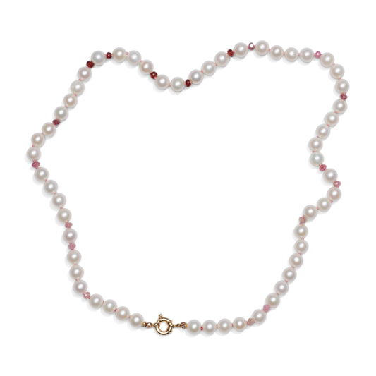 Knotted Pealr And Sapphire Necklace