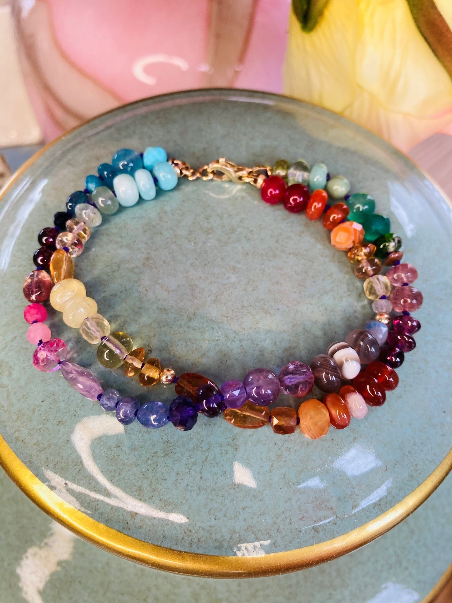 Multi Gemstone Bracelet with Amethyst and Sapphire