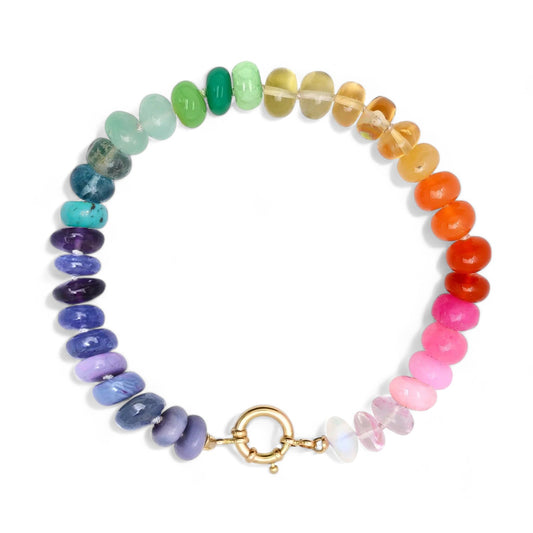 Multi Rainbow Gemstone Bracelet in Solid Gold 14K