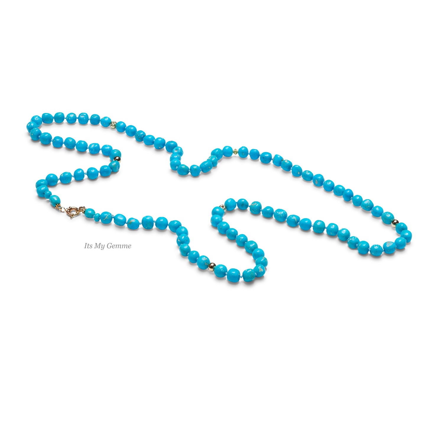 Long Sleeping Beauty Turquoise Bead Necklace