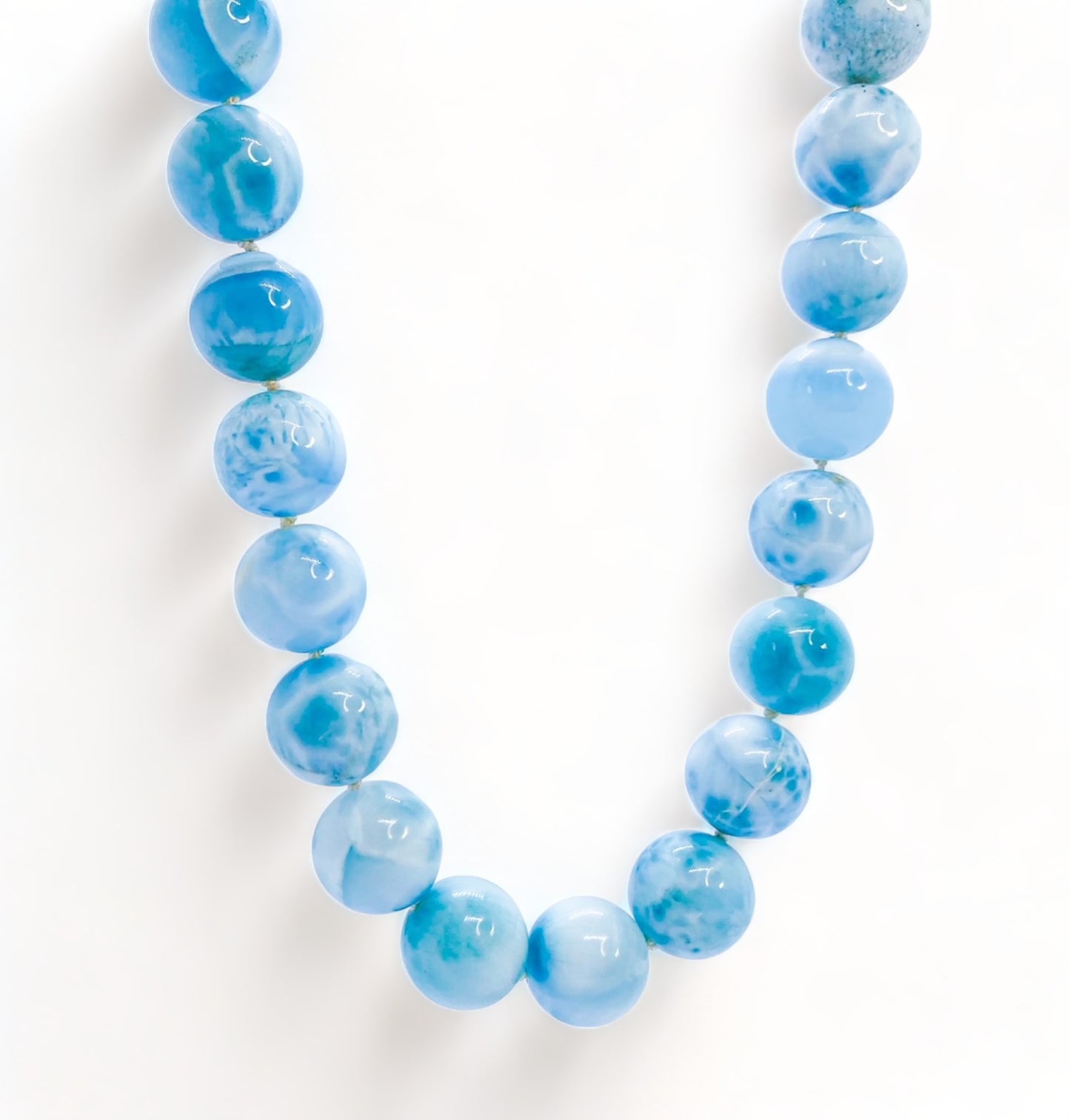 larimar beaded necklace with large blue beads