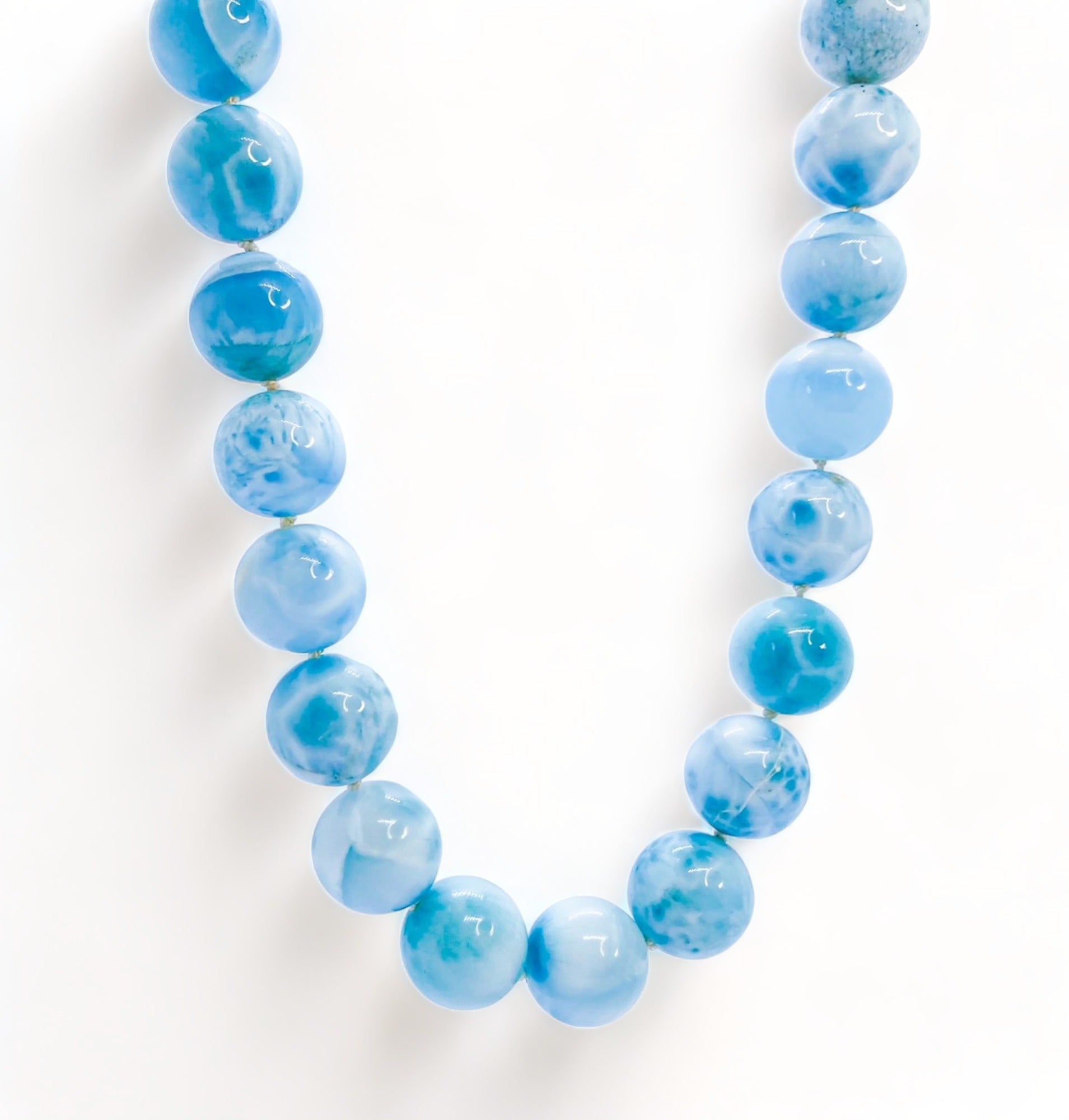 larimar beaded necklace with large blue beads