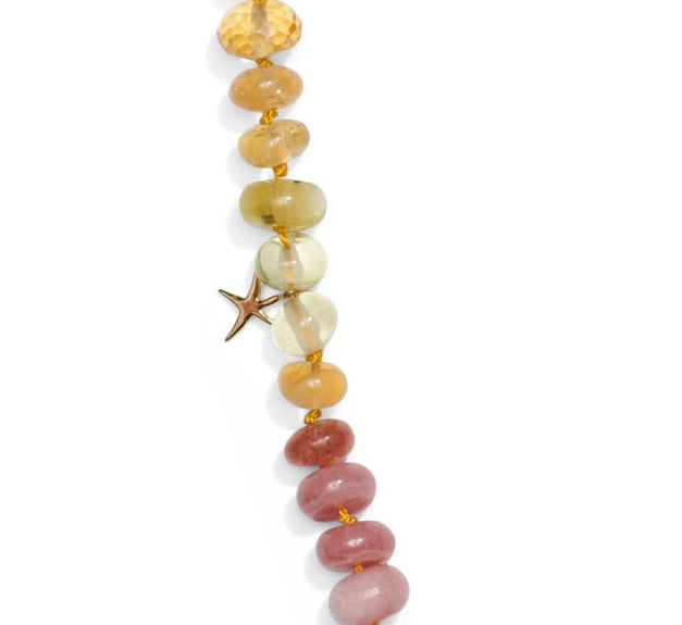 Rainbow gemstone necklace with charm