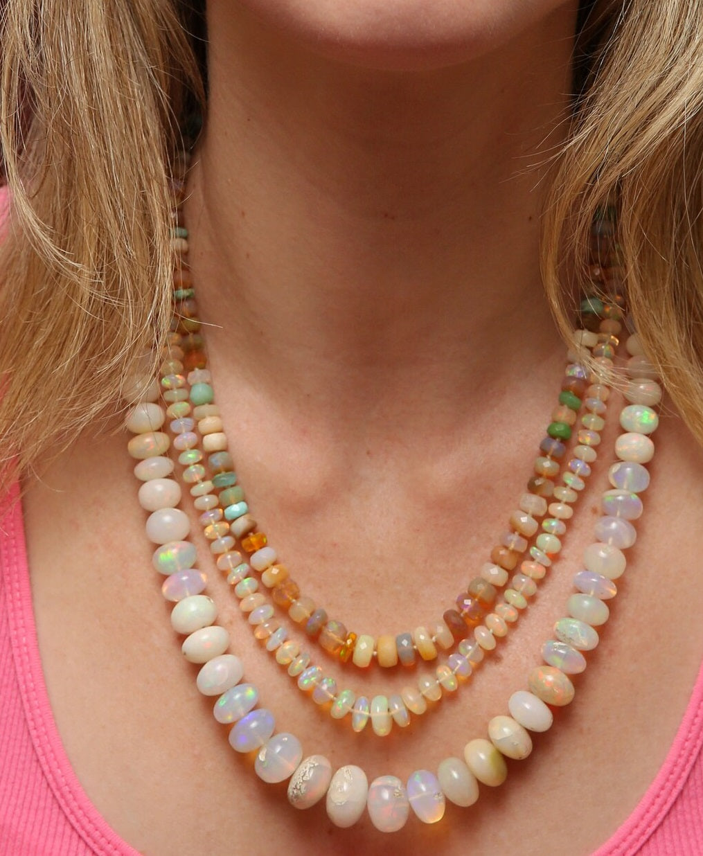 ethiopian opal rainbow gemstone necklace