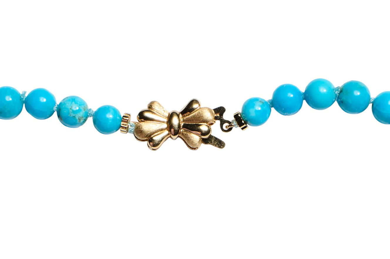 Sleeping Beauty Turquoise Bow Clasp Neckace