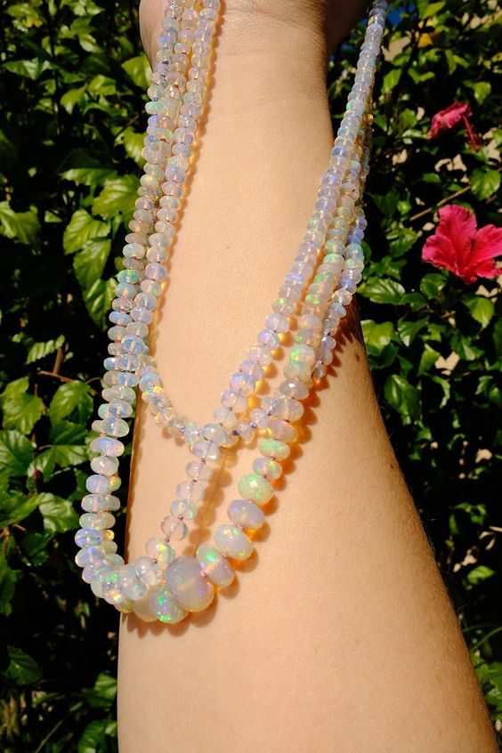 hand knotted ethiopian opal necklaces