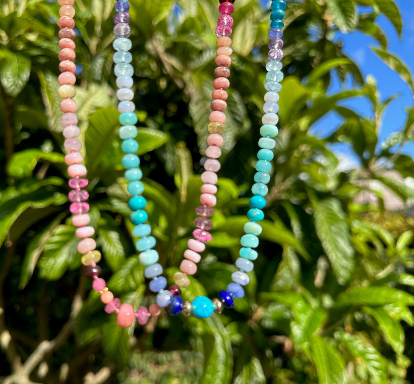 Knotted Pink Opal Gemstone Necklaces