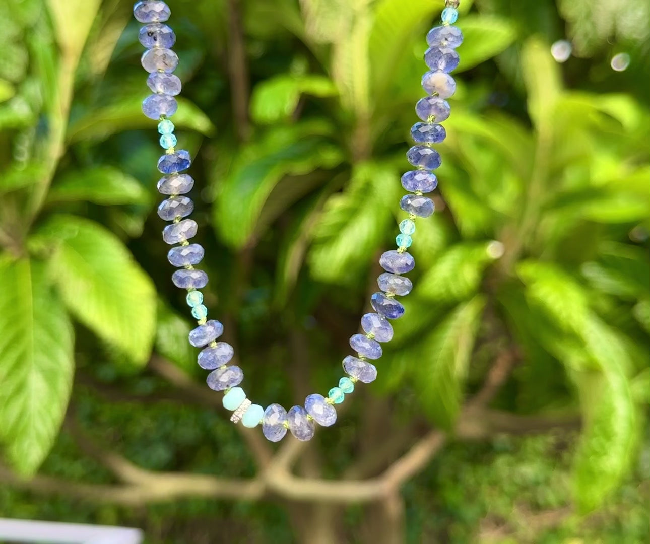 iolite amethyst necklace with diamonds