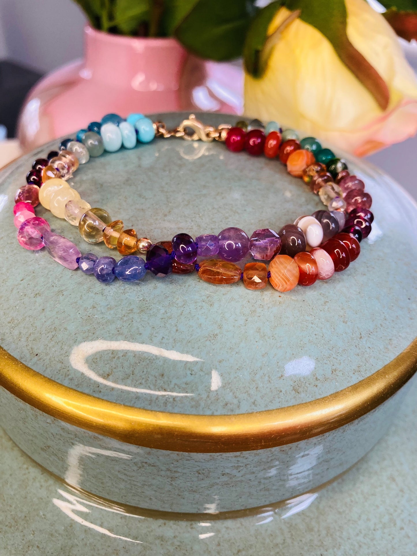 Multi Gemstone Bracelet with Amethyst and Sapphire