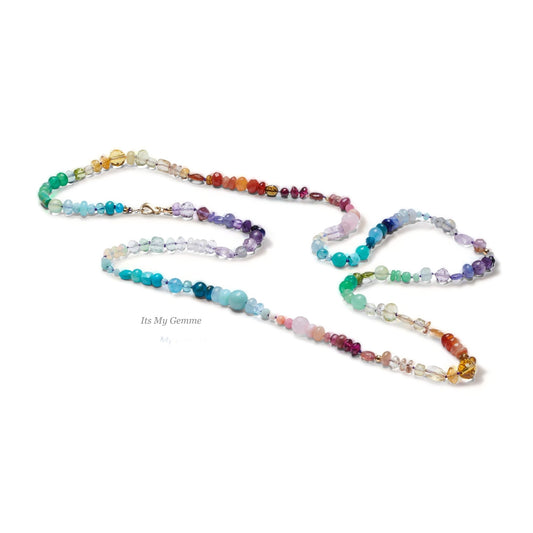 multi stone rainbow gemstone necklace