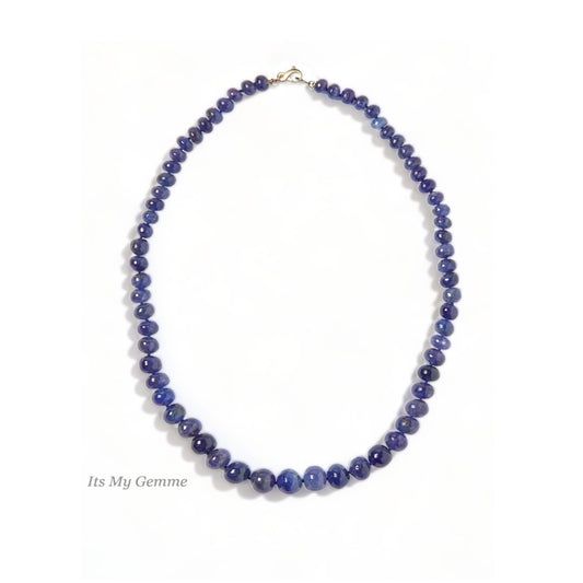 Vibrant Tanzanite Beaded Graduated Necklace in 14K Solid Gold
