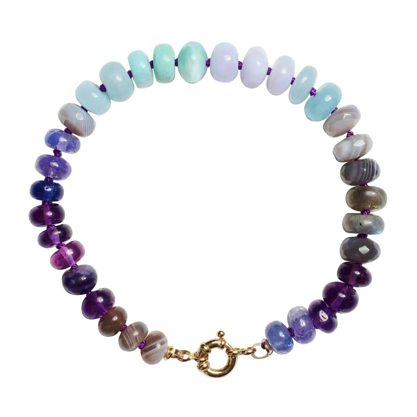 Tanzanite and Sapphire Bead Bracelet in 14K Yellow Gold